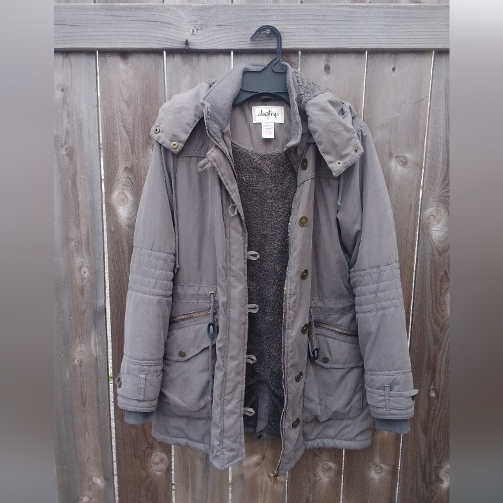 Daytrip Coat Hooded Parka Jacket Womens Small Military Green Zip